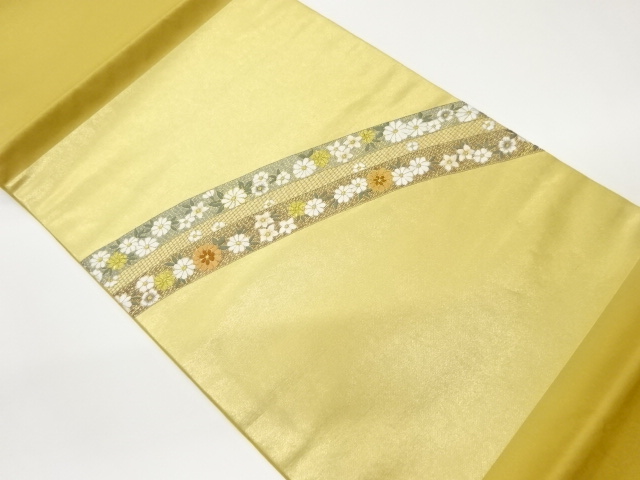JAPANESE HIRAKI NAGOYA OBI / EMBROIDERY / FLOWERS